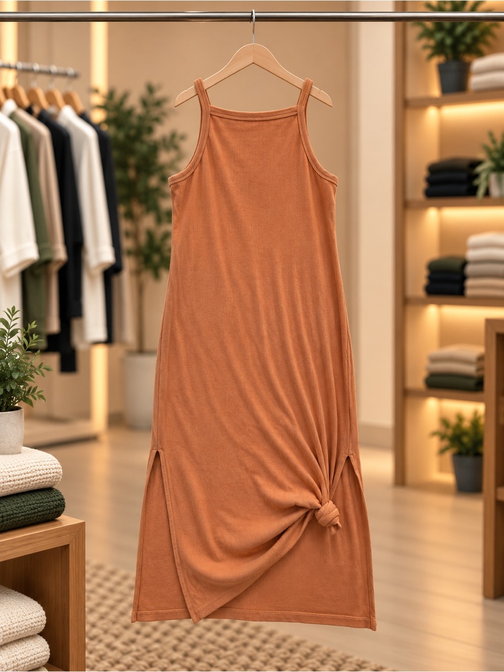 Old Navy Rust Knot-Front Maxi Dress
